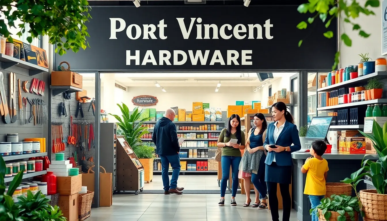 Port Vincent Hardware store with diverse customers and staff.