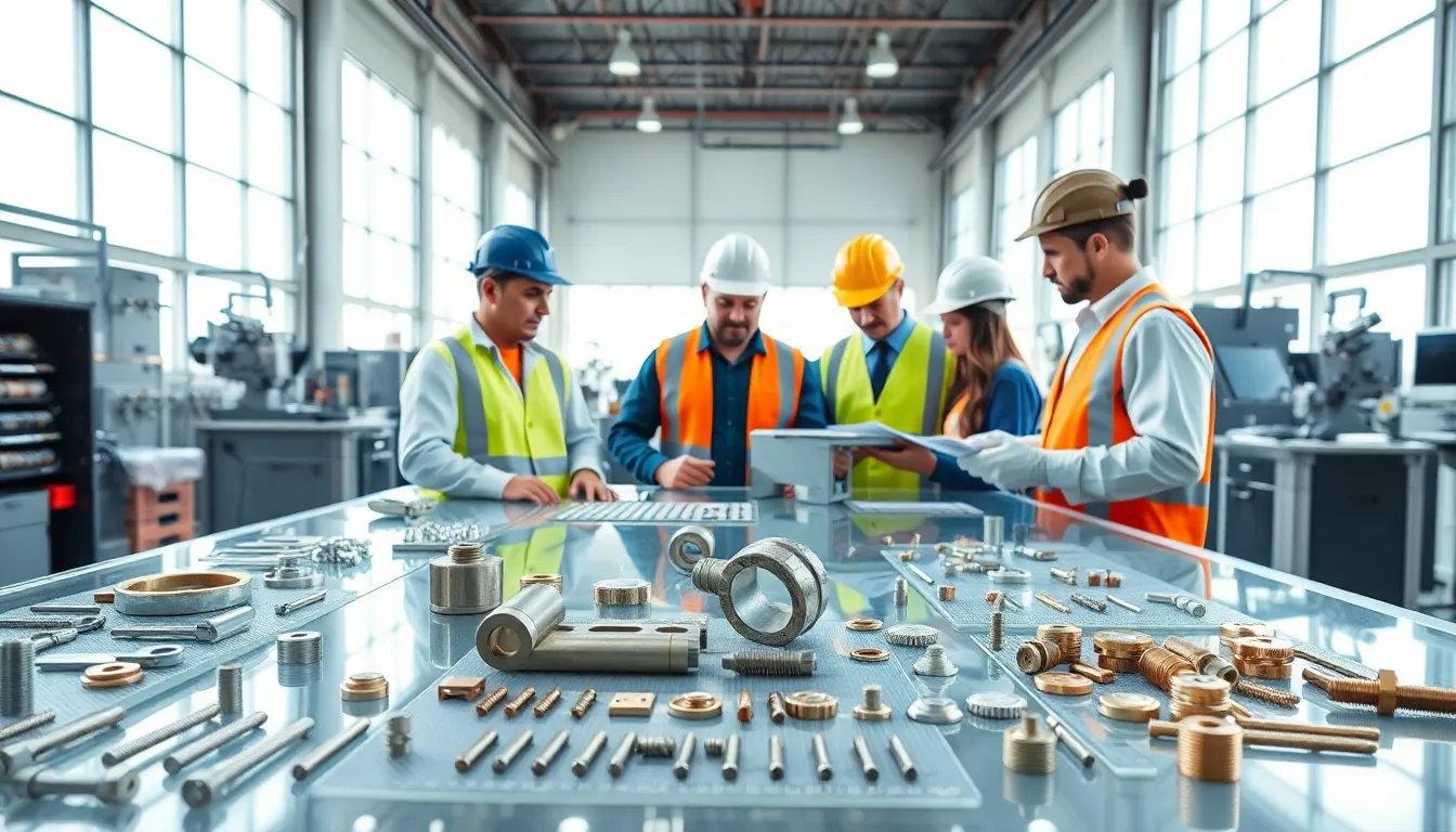 professionals examining FHC hardware components in a modern workspace.