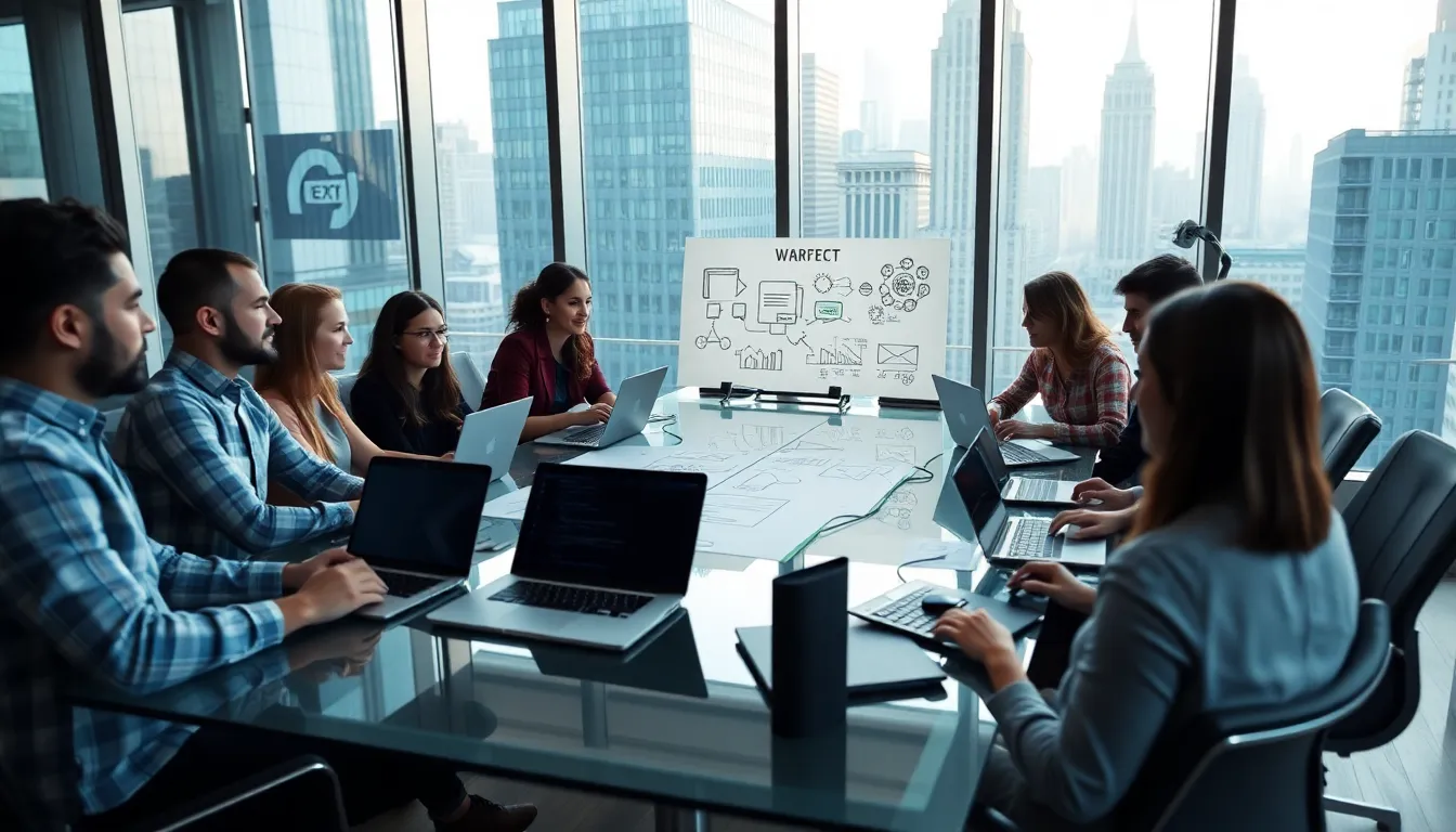 diverse web development team collaborating in a modern New York office.